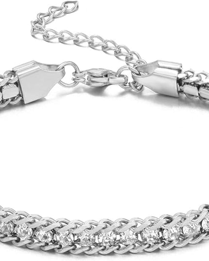 DASIQI Zirconia Tennis Bracelet for Women Hypoallergenic Gold Silver Titanium Steel Chains with Rainbow Stones, Pavé Sparkle | Everyday Luxury