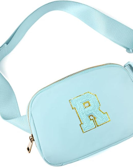 Gitus Gifts for 8 9 10 11 12 Year Old Girls Belt Bag Fanny Pack Crossbody Bags with Initial Letter Patch Cute Stuff Birthday Gifts for Teen Girls Women Personalized Trend Stuff (Icing Blue-R)