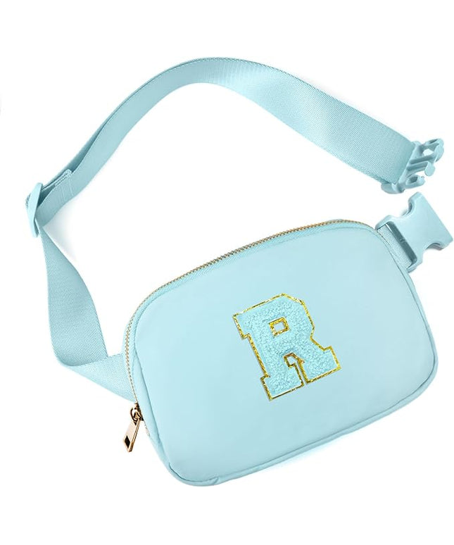 Gitus Gifts for 8 9 10 11 12 Year Old Girls Belt Bag Fanny Pack Crossbody Bags with Initial Letter Patch Cute Stuff Birthday Gifts for Teen Girls Women Personalized Trend Stuff (Icing Blue-R)