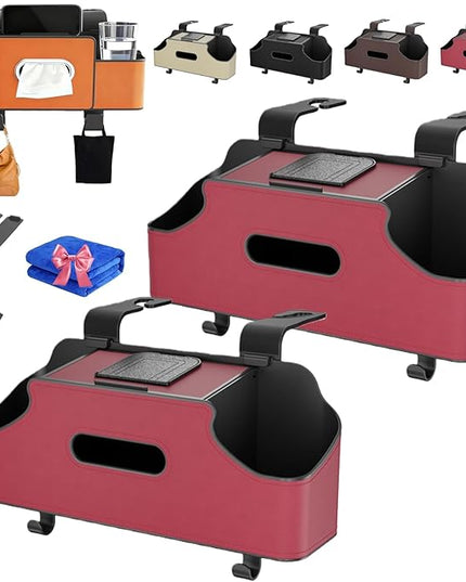4-in-1 Car Organizers and Storage Box Multifunctional, Behind the Seat Organizer for Car, Cars Backseat Organizers with Tissue Holder and Cup Holder, Consolas Centrales De Auto (Red 2)