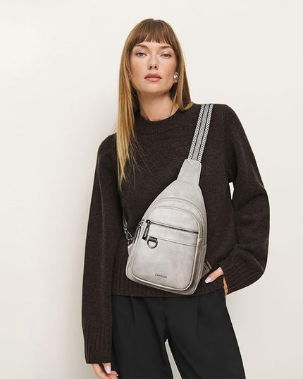 7L Sling Bag for Women Men Vegan Leather Crossbody Bags Fanny Pack Purse Backpack Over Shoulder Bag Travel Anti Theft