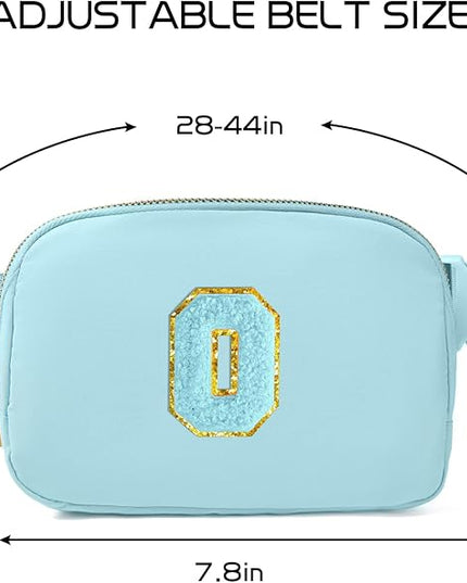 Gitus Gifts for 8 9 10 11 12 Year Old Girls Belt Bag Fanny Pack Crossbody Bags with Initial Letter Patch Cute Stuff Birthday Gifts for Teen Girls Women Personalized Trend Stuff (Icing Blue-O)