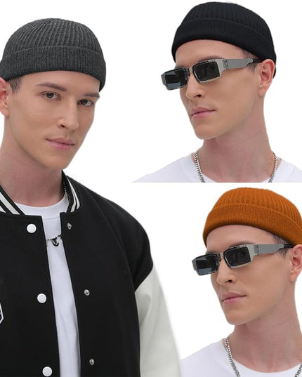ROYBENS Thin Swag Wool Short Fisherman Beanie for Men Women, Knit Cuff Trawler Beanie Watch Hat, Soft Spring Fall Skull Cap