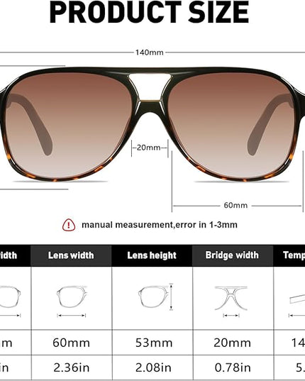 YDAOWKN Retro Aviator Sunglasses for Women Mens Large Frame Classic Vintage 70s Sun Glasses Aviators