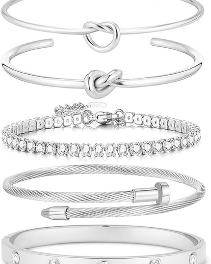 18 K Gold Plated Love Bangle Bracelet Stack Cuff Jewelry for Women Jewelry Set for Women Gift with Box