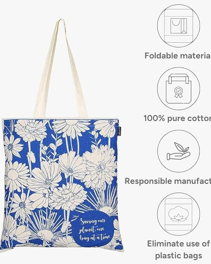 Eco Right Tote Bag for Women, Reusable Grocery Bag, Canvas Tote Bag for Shopping, Cotton Bag for Daily Use, Gifts for Women