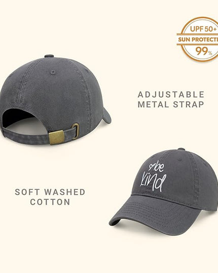 CHOK.LIDS Be Kind Trendy Womens Baseball Cap Unisex Fashion Cotton Polo Style Fun Inspirational Saying Seasonal Headwear