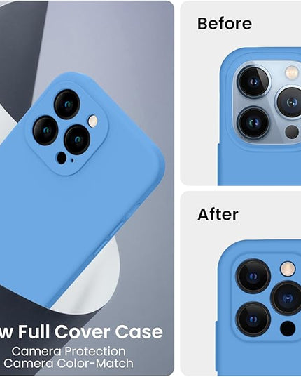 FireNova Designed for iPhone 13 Pro Case, Silicone Upgraded [Camera Protection] Phone Case with [2 Screen Protectors], Soft Anti-Scratch Microfiber Lining Inside, 6.1 inch, Blue