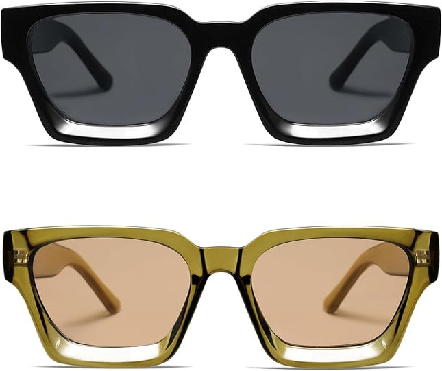 VANLINKER Thick Square Sunglasses for Men Women Retro Chunky Rectangle Shades UV400 Protection VL9731