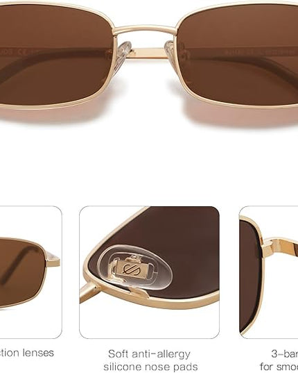 SOJOS Small Trendy Rectangle Sunglasses Womens Mens, Retro 80s 90s Y2k Chic Narrow Thin Skinny Sunnies SJ1187