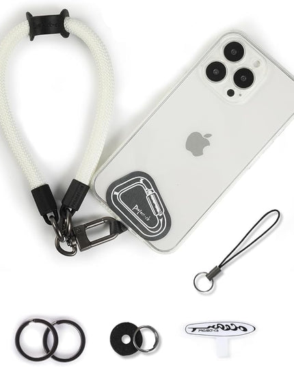 project-cb Hand Wrist Phone Strap,Phone Lanyard Patch ×2,Cell Phone Case Holder,Wristlet Strap for Key,AirPods,Camera (White, 12inch)