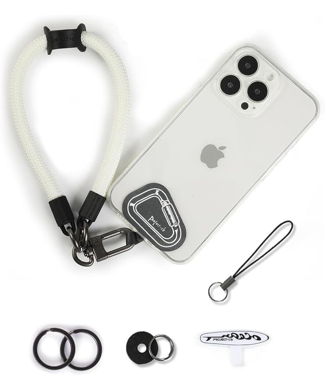 project-cb Hand Wrist Phone Strap,Phone Lanyard Patch ×2,Cell Phone Case Holder,Wristlet Strap for Key,AirPods,Camera (White, 12inch)