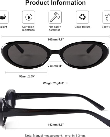 90s Sunglasses for Women Men Retro Small Oval Sunglasses