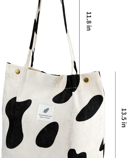 Corduroy Tote Bag Cute Tote Bags for Women Shoulder Bag with Inner Pocket for Work Beach Travel and Shopping Grocery