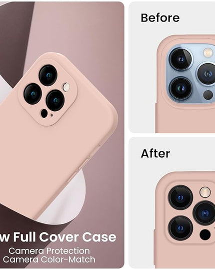 FireNova Designed for iPhone 13 Pro Max Case, Silicone [Camera Protection] Phone Case with [2 Screen Protectors], Soft Anti-Scratch Microfiber Lining Inside, 6.7 inch, Pinksand