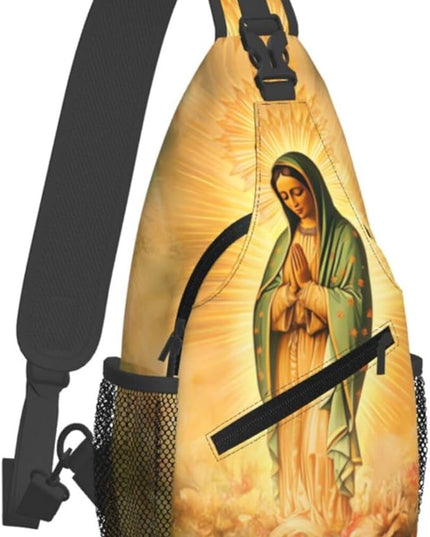 Our Lady of Guadalupe Sling Bag Crossbody Bags Clovers Chest Bag for Travel Hiking for Men Women Virgin Marys 1