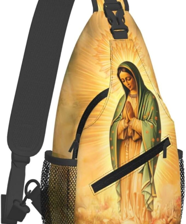 Our Lady of Guadalupe Sling Bag Crossbody Bags Clovers Chest Bag for Travel Hiking for Men Women Virgin Marys 1
