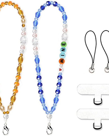 Marble Beaded Phone Wrist Strap, Cellphone Lanyard with Tether Tab, Hands-Free Wristlet Bracelet