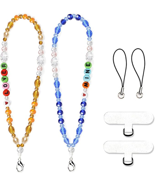 Marble Beaded Phone Wrist Strap, Cellphone Lanyard with Tether Tab, Hands-Free Wristlet Bracelet