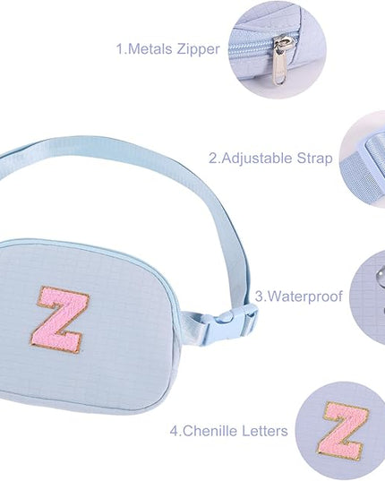 Glratn Initial Letter Fanny Pack for Girls,Patch Belt Bag,Toddler Crossbody Bags，Gifts for 3 4 5 6 7 8 9 10 11 12 Year Old Teens Kids,Christmas Graduation Gifts for Teen Girls .(Blue-B)