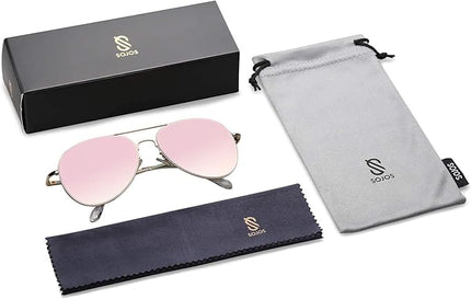 SOJOS Classic Aviator Sunglasses for Women Men Metal Frame Spring Hinges SJ1030