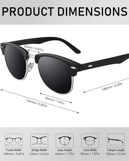 GQUEEN Classic Horn Rimmed Semi Rimless Polarized Sunglasses for Men Women GQO6