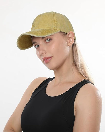 HH HOFNEN Men Women Washed Distressed Twill Cotton Baseball Cap Vintage Adjustable Dad Hat