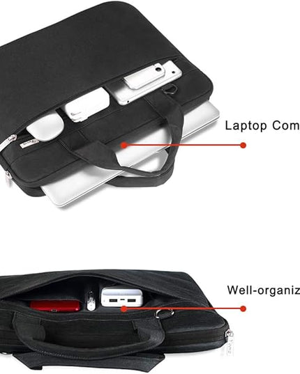 Voova Laptop Bag 15.6 Inch, 360° Protective Laptop Case Sleeve Compatible with MacBook Air 15 M2/M3/M4, MacBook Pro 15/16, 15-16” Lenovo Dell Hp, Waterproof Computer Bag Slim Briefcase, Black