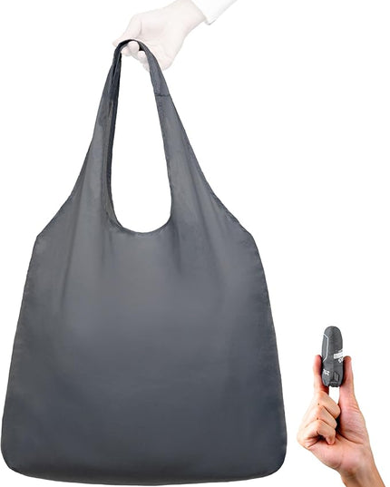 Nanobag Ultralight Heavy Duty Foldable Tote for Women & Men, Reusable Grocery & Travel Bag, Packable Collapsible Compact Market Essential (XL Gray)