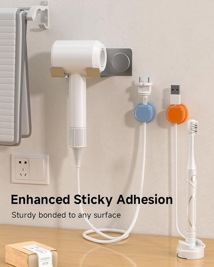 9 Pack Cord Organizer, Spring Cable Management, Adhesive Cute Cable Holder Clips, Phone Charger Wire Keeper for Desk Nightstand Car Office (9-Pack Black_Orange_Blue)