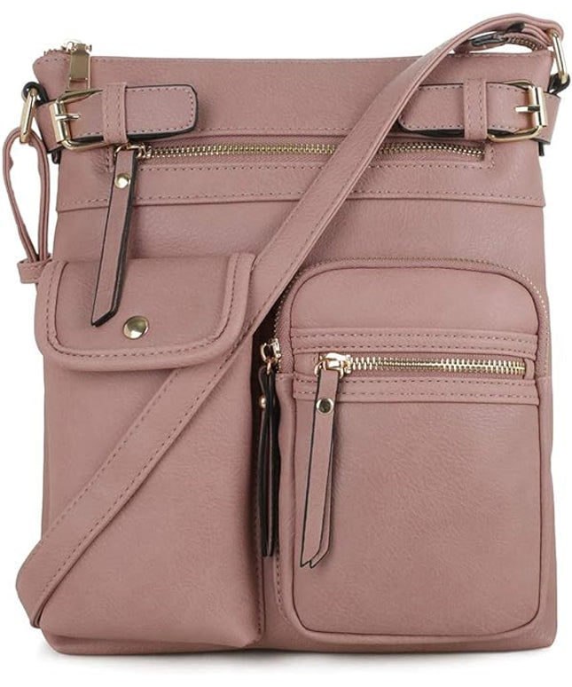 SG SUGU Katie Lightweight Medium Crossbody Bag Shoulder Bag with Multi Pocket for Women