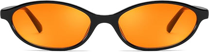 FEISEDY Retro Oval Cat Eye Sunglasses for Women 90s Narrow Lightweight Shades Y2k Trendy Sunnies B0257