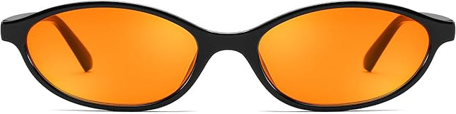 FEISEDY Retro Oval Cat Eye Sunglasses for Women 90s Narrow Lightweight Shades Y2k Trendy Sunnies B0257