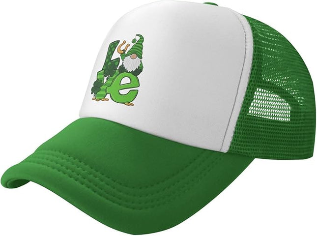 St Patricks Day Lucky Shamrock Hat, Green Clover Baseball Cap for Men Women,Fashion Adjustable Mesh Trucker Hat