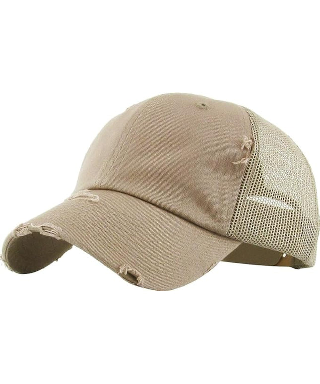 KBETHOS Vintage Washed Distressed Cotton Dad Hat Baseball Cap Adjustable Polo Trucker Unisex Style Headwear