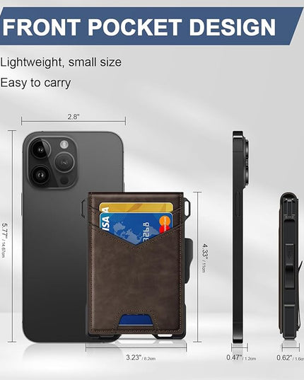 GHUKY Wallet for Men, Minimalist Slim Mens Wallet with Money Clip, RFID Blocking Smart Pop Up Card Wallet with ID Window, Compact Bifold Wallet,Metal Aluminum Credit Card Holder