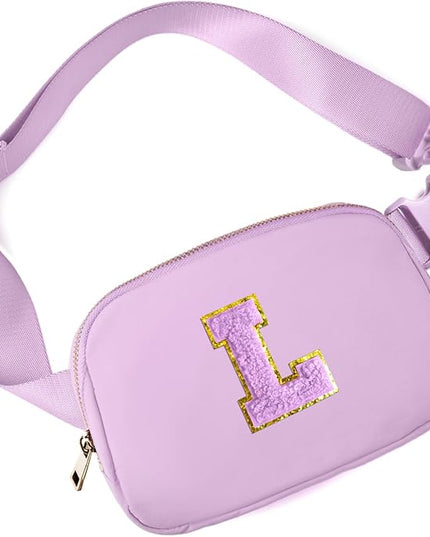 Gitus Gifts for 8 9 10 11 12 Year Old Girls Belt Bag Fanny Pack Crossbody Bags with Initial Letter Patch Cute Stuff Birthday Gifts for Teen Girls Women Personalized Trend Stuff (Lavender-L)