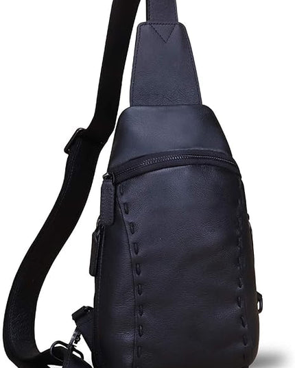 LRTO Genuine Leather Silng Bag for Women and Men Vintage Real Leather Sling Backpack Shoulder Crossbody Bag Chest Purse