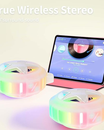 EBODA Bluetooth Shower Speaker, IP67 Waterproof Portable Speakers, Floating, TF Card, Small Outdoor Speaker with LED Light, True Wireless Stereo for Bike, Beach, Paddle Board, Kayak, Pool, Gifts