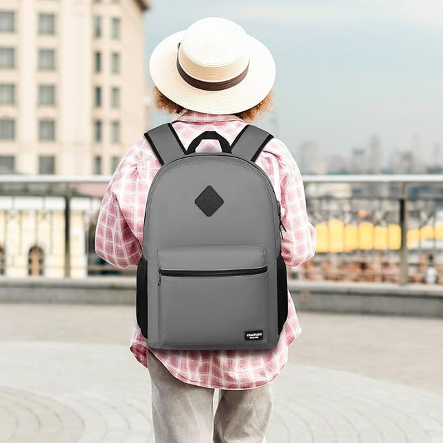 School Backpack,Unisex Classic Bookbag Teens Schoolbag with USB Port for High School College Office Work Travel