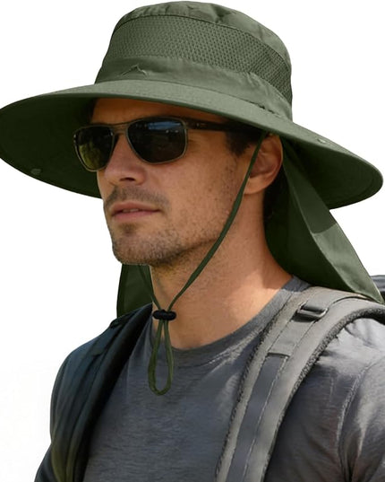 ZOORON Sun Hats for Men Women Fishing Hat with Neck Flap,UPF 50+ Sun Hat Waterproof Wide Brim Bucket Hats for Safari Hiking