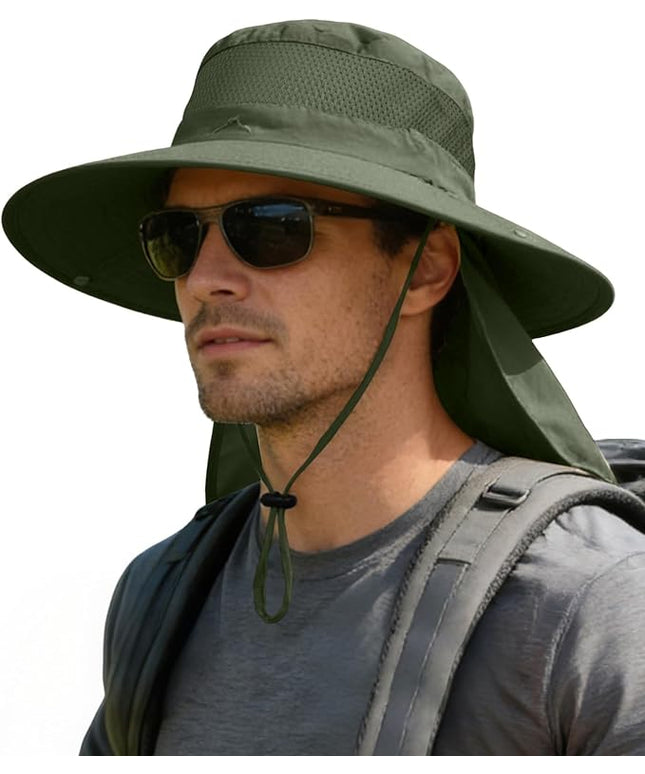 ZOORON Sun Hats for Men Women Fishing Hat with Neck Flap,UPF 50+ Sun Hat Waterproof Wide Brim Bucket Hats for Safari Hiking