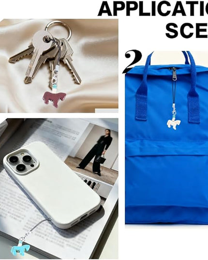 CRASPIRE 18pcs Horse Synthetic Turquoise Cell Phone Charm Pony Ornament Mobile Straps Keychain Car Key Hanging Wallet Pendants Decor Accessories Gift Women Decoration
