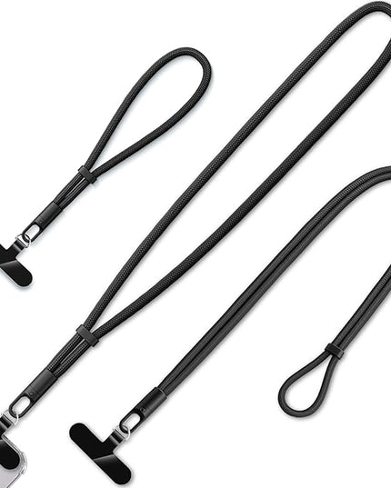 3 Pack Phone Lanyard,1×Phone crossbody strap,1×Phone Neck Strap,1×Wrist Strap,3×Tether Tabs,Universal Cell Phone Multifuctional Patch Polyester Lanyards(Black)