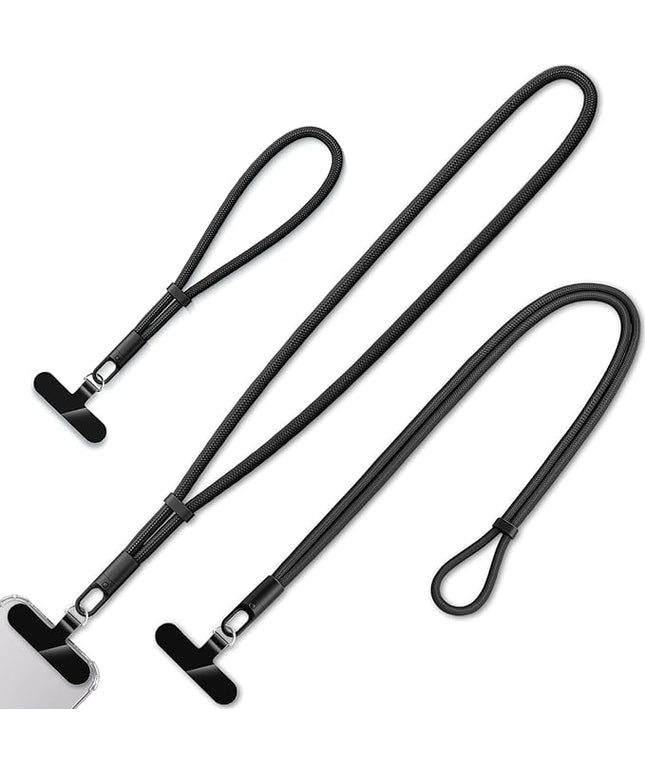 3 Pack Phone Lanyard,1×Phone crossbody strap,1×Phone Neck Strap,1×Wrist Strap,3×Tether Tabs,Universal Cell Phone Multifuctional Patch Polyester Lanyards(Black)