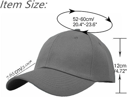 Glory Max Plain Baseball Cap Hook & Loop Strap Adjustable Solid Blank Curved Visor Hat