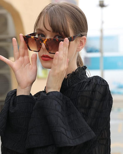 FEISEDY Vintage Square Cat Eye Sunglasses Women Trendy Cateye Sunglasses B2473