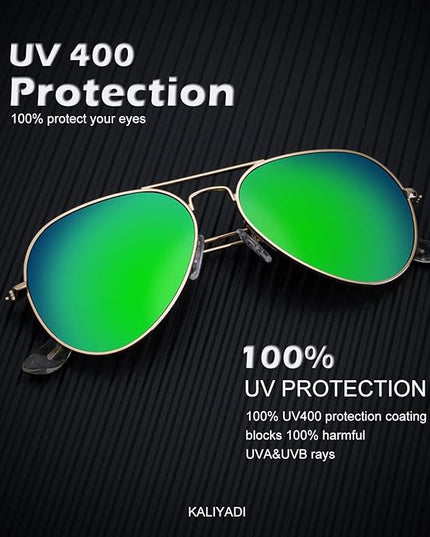 KALIYADI Classic Aviator Sunglasses for Men Women Driving Sun glasses Polarized Lens UV Blocking