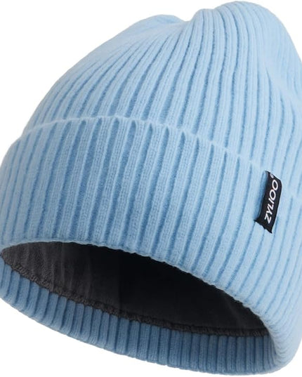 Zylioo Plus Size Fleece Lined Beanie Hat,2XL/XL/L/M/S Thermal Knitted Hat,Winter Warm Lined Snow Hats for Women Men