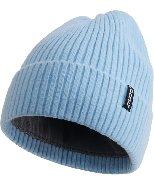Zylioo Plus Size Fleece Lined Beanie Hat,2XL/XL/L/M/S Thermal Knitted Hat,Winter Warm Lined Snow Hats for Women Men